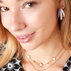 Necklace three clovers and tiny balls h5 Picture3